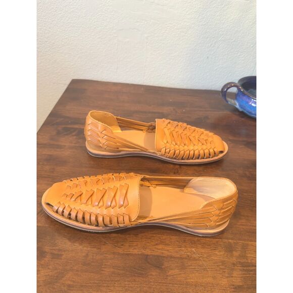 Nisolo Mens 10.5 Saddle Brown color Leather Huarache New in Box - Picture 3 of 7